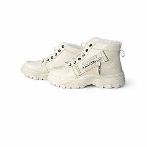 White Chunky High Top Sneakers Women’s 6.5 Plush Lined Winter Streetwear Shoes